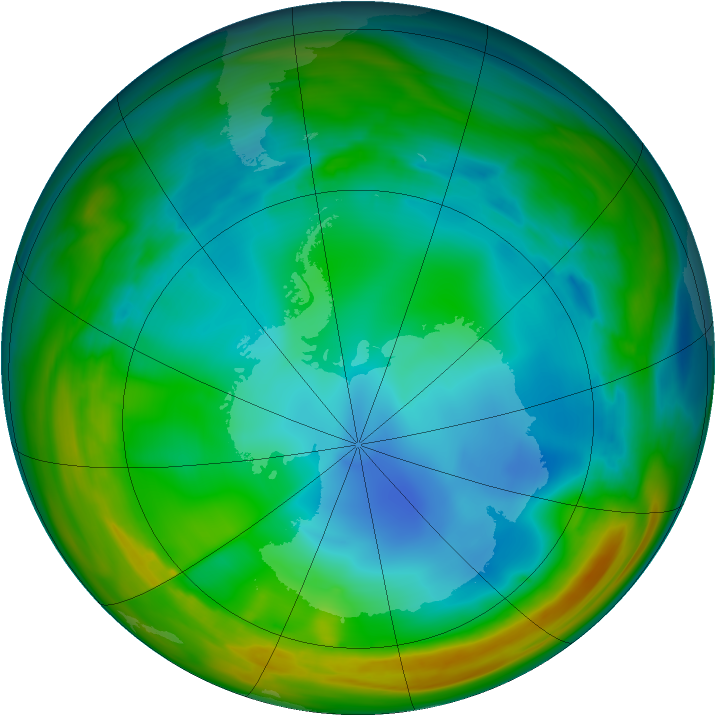 Antarctic ozone map for 17 July 2005